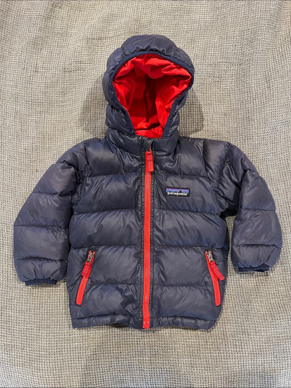 Patagonia Baby (6-12M) Navy Puffy Jacket with Red Lining and Zippers